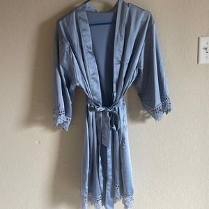Dusty blue satin robe worn once